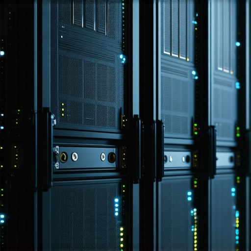 High-tech data center showcasing NVMe and SATA SSDs connected through advanced networking.