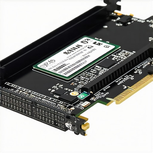 Close-up of an NVMe SSD connected to a PCIe motherboard slot showcasing data transfer speed