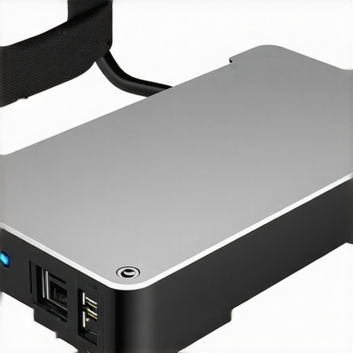 External SSD enclosure with heatsink and cooling system in a professional workspace