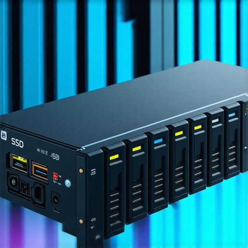 High-tech external SSD with RAID setup in modern data environment