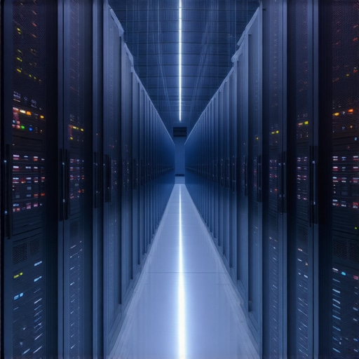 High-tech data center with SSD storage arrays and RAID configurations