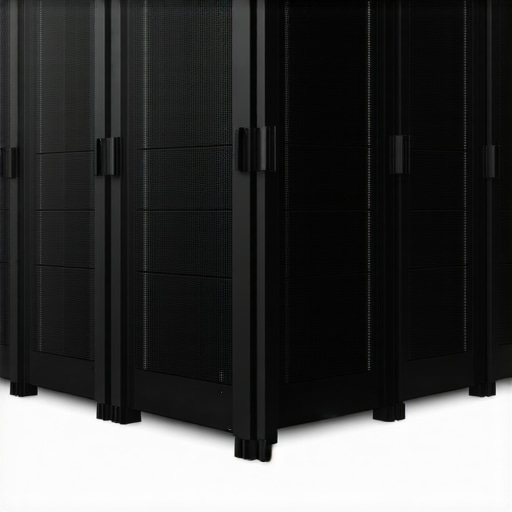 Futuristic data center showcasing high-speed SSD arrays and cooling systems