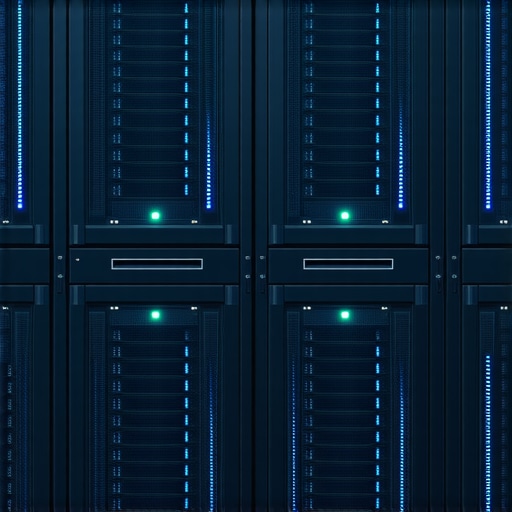 Modern data center with cooling systems and monitoring screens for high-performance storage