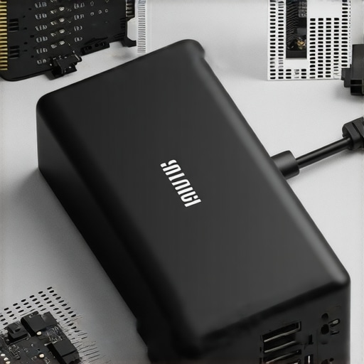 A modern external SSD array with thermal management and power backup systems designed for high-performance data storage.