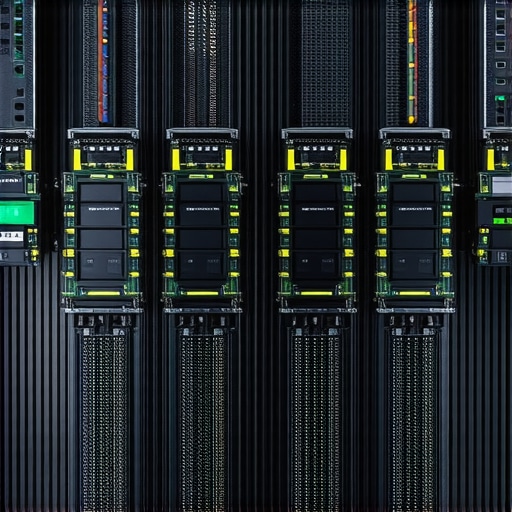 Data center racks with NVMe and SATA SSDs demonstrating hybrid storage setup