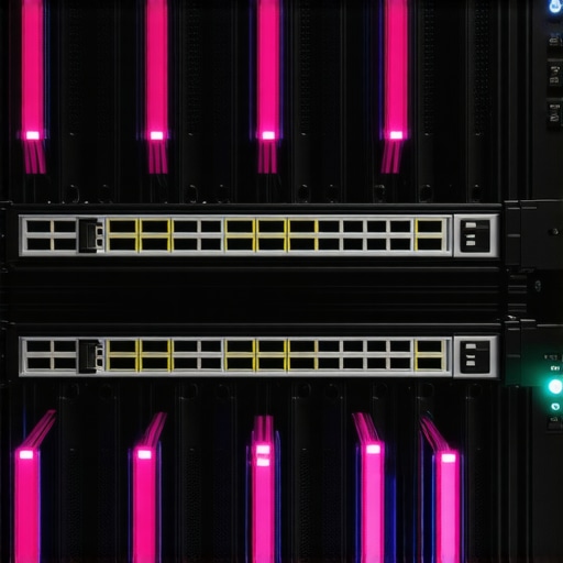 A server rack featuring multiple NVMe SSDs with graphical system performance displays.