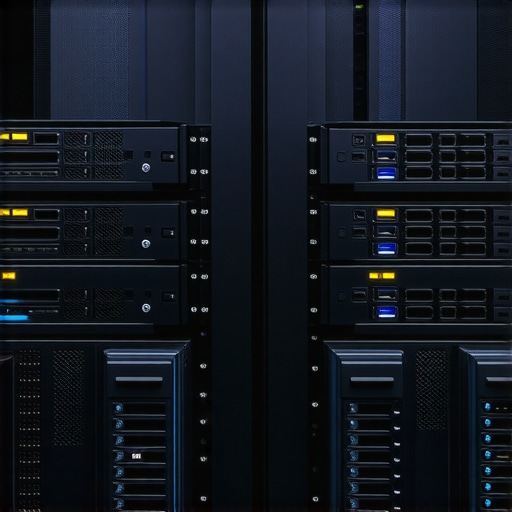 Data center server rack displaying NVMe SSDs configured in RAID