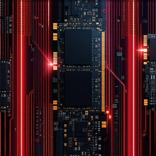 Futuristic data center with PCIe 5.0 SSDs and advanced cooling systems.