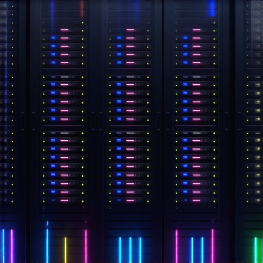A high-tech data center illustrating modern RAID storage solutions with NVMe SSDs and advanced cooling systems.