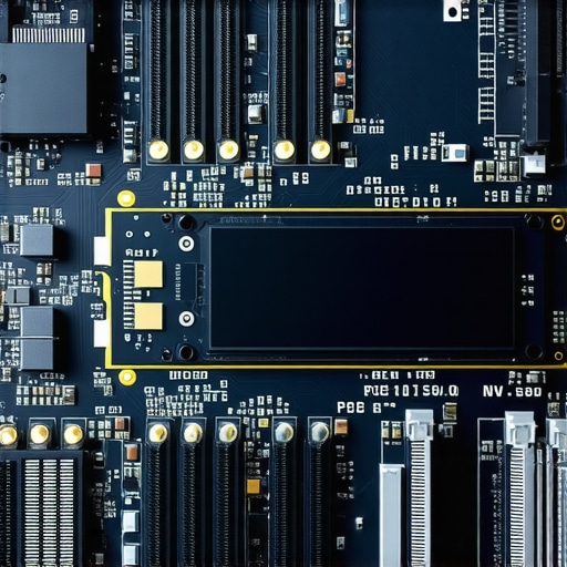Close-up of PCIe 5.0 NVMe SSD connected to a motherboard with digital data streams
