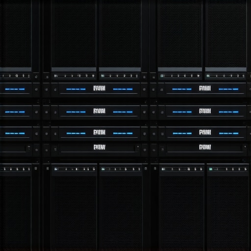Futuristic data storage system with advanced SSD drives and high-speed connections