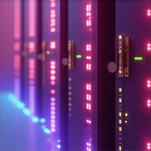 Illustration of quantum encryption overlaying RAID storage arrays with glowing symbols representing security