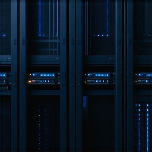 Data center with NVMe SSDs in RAID array highlighting data security and speed.