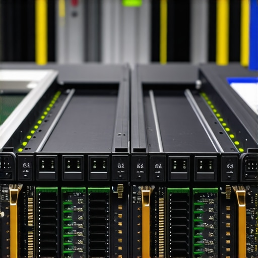 A set of NVMe SSDs in a high-performance RAID 0 setup with cooling system