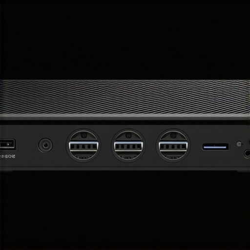 External SSD with cooling fins and PCIe 6.0 connection in a high-performance workstation