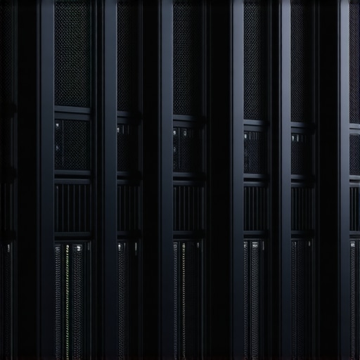 Modern data center with NAS storage units showing SATA and NVMe SSDs in layered architecture.