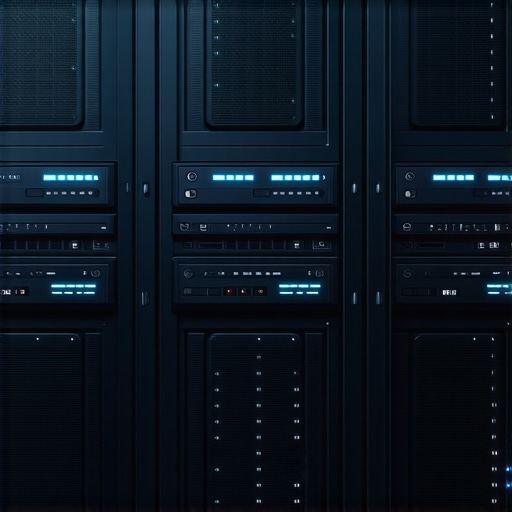 A cutting-edge data center showcasing innovative RAID configurations with NVMe SSDs and AI-driven management interfaces.