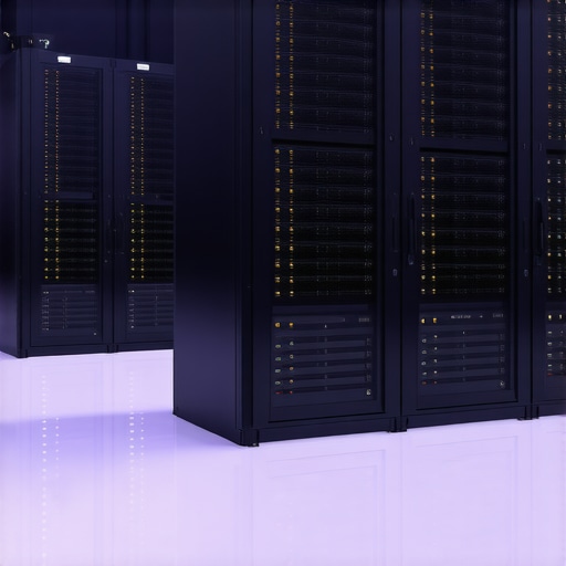 A modern data center showcasing cutting-edge storage hardware and cooling technology