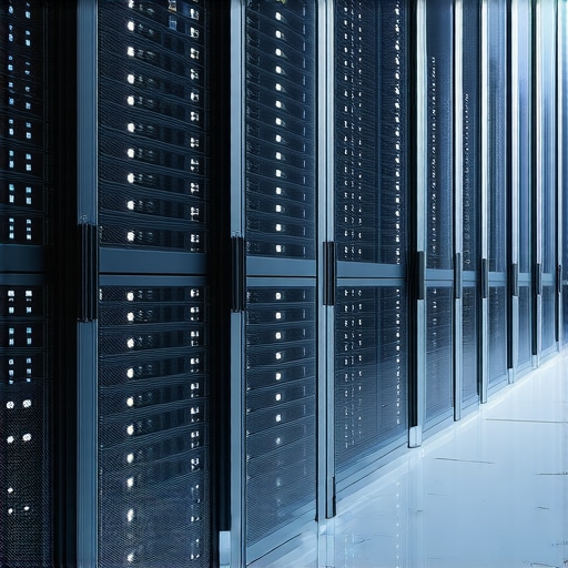 Illustration of a cutting-edge data center demonstrating hierarchical storage tiers with advanced memory technologies.