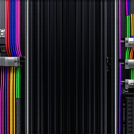 Close-up of a liquid cooling setup with heat exchangers attached to multiple SSDs in a modern data center.