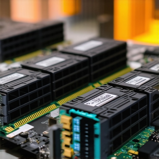 A data center with high-speed NVMe SSDs, cooling systems, and PCIe 7.0 interfaces