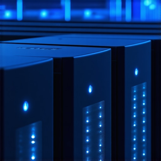 Illustration of modular storage arrays with AI interface representing scalability and intelligence
