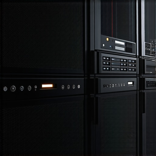 Illustration of futuristic data center with high-speed NVMe SSD storage arrays