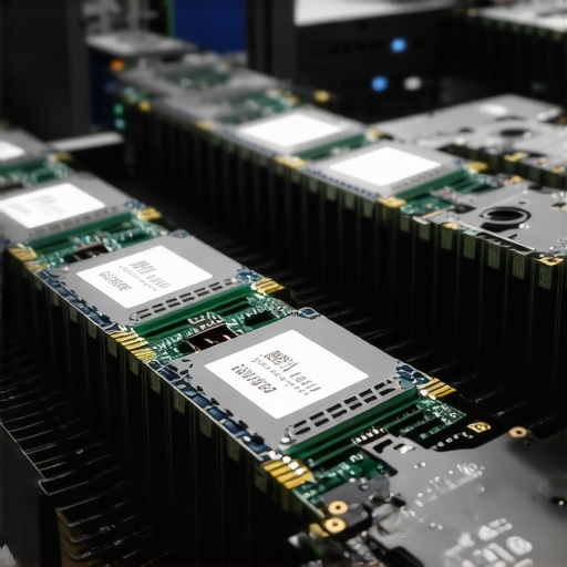 SATA SSD drives with cooling systems in a professional data center setting