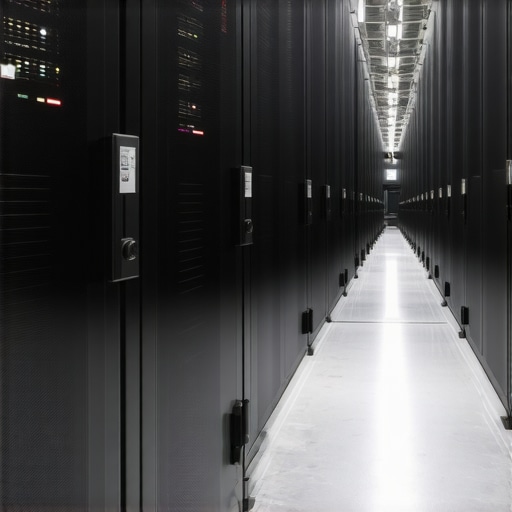 A cutting-edge data center featuring liquid cooling systems and high-performance storage arrays
