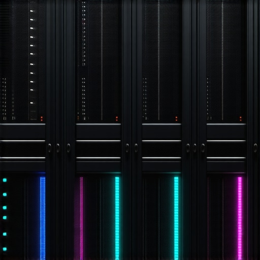 Futuristic data center with high-speed NVMe SSDs and cooling solutions