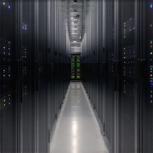 Futuristic data center with efficient liquid cooling and PCIe 7.0 hardware