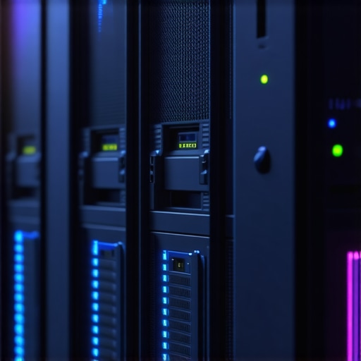 Futuristic data center with advanced SSD storage and AI management interface